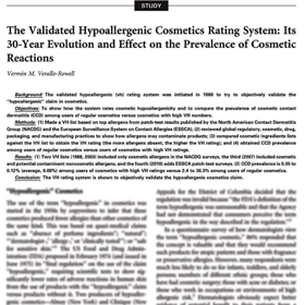 The Validated Hypoallergenic Cosmetics Rating System- its 30-Year Evolution and Effect on the Prevalence of Cosmetic Reactions
